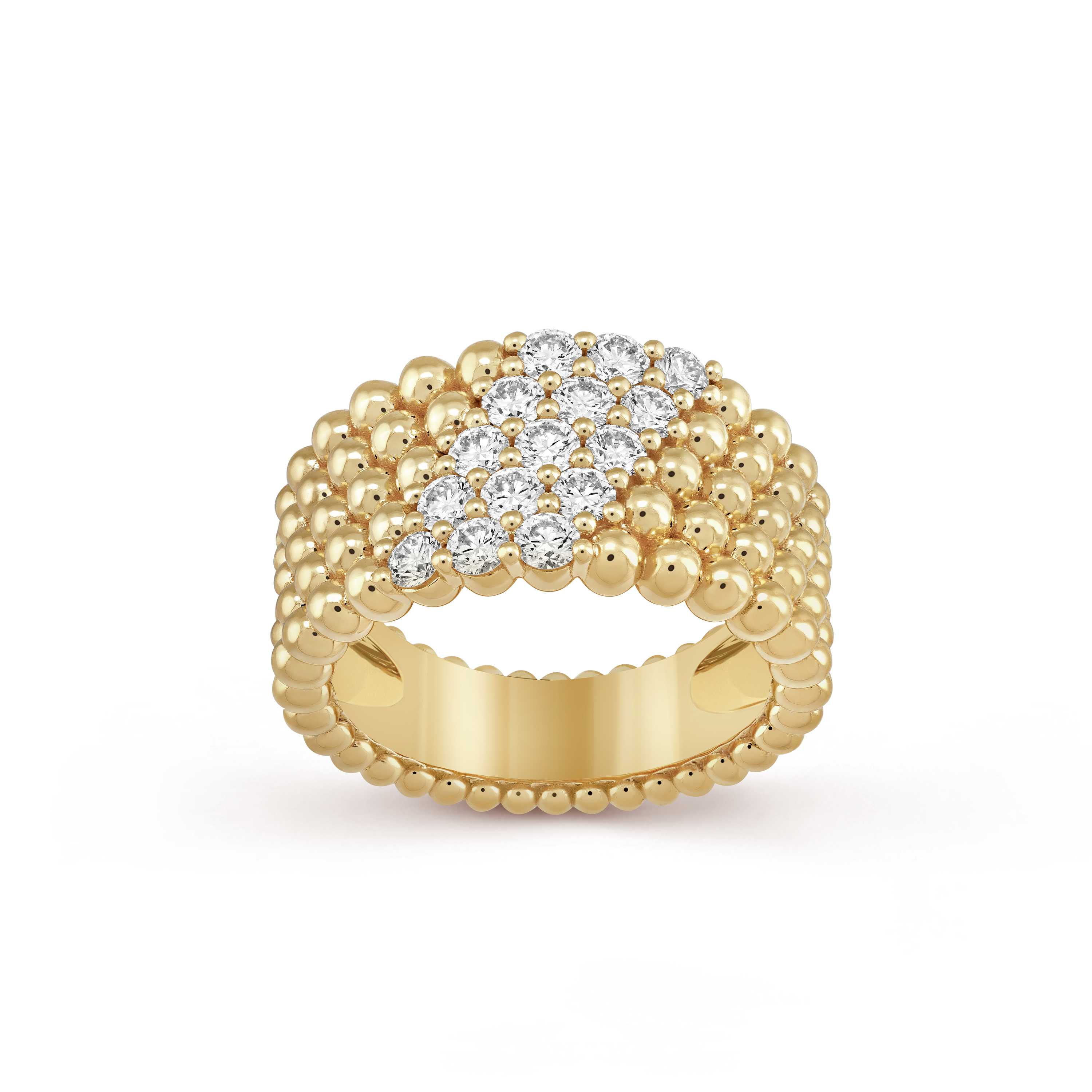18K Perlée Diamonds Five Rows Ring