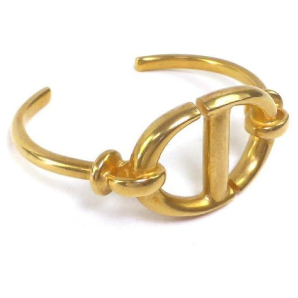 18K CD Navy Logo Bangle Open Cuff Bracelet