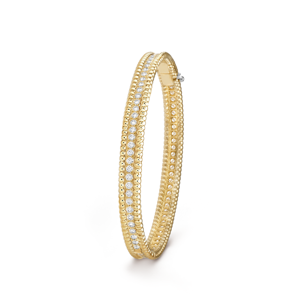 18K Yellow Gold Perlée Diamonds One Row Bracelet