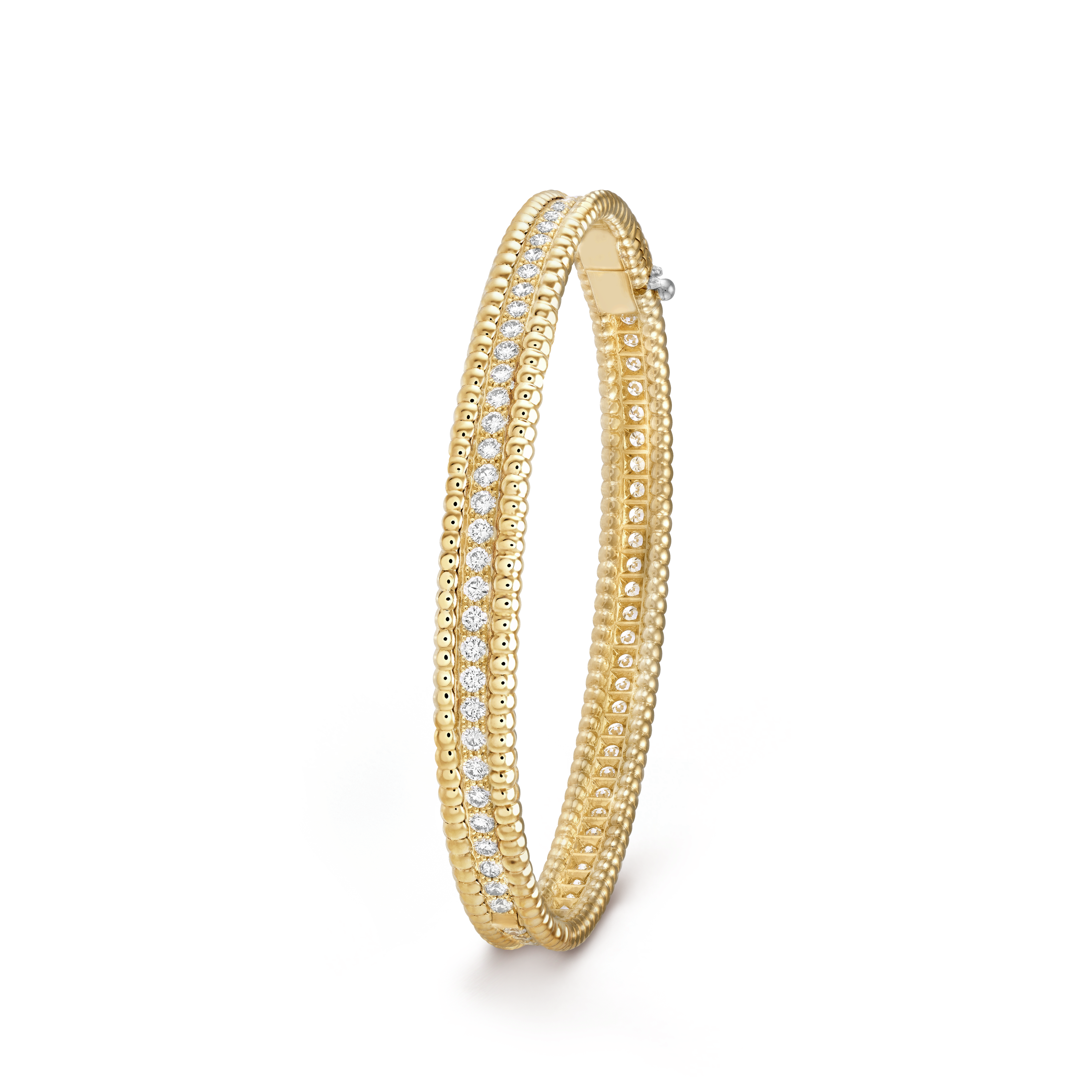 18K Yellow Gold Perlée Diamonds One Row Bracelet