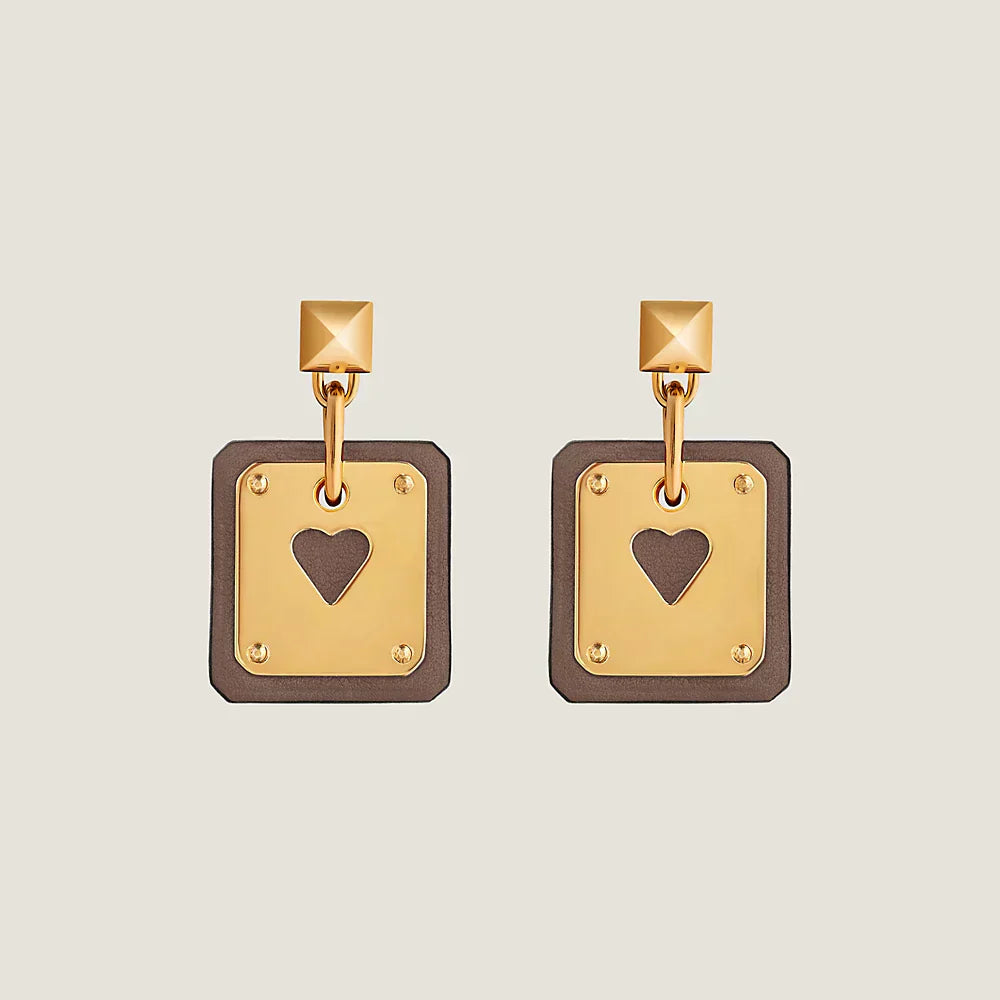 18K As De Coeur Brown H Earrings