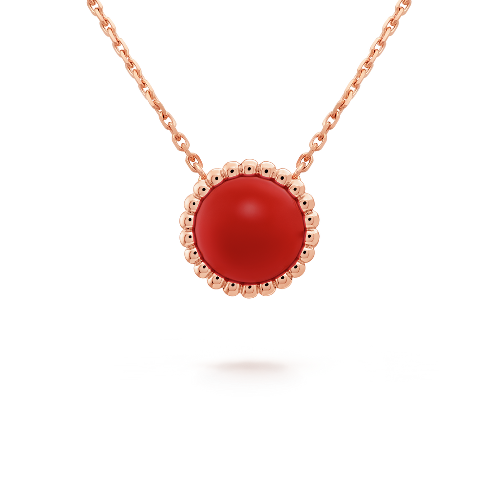 18K Perlée couleurs Carnelian Necklace