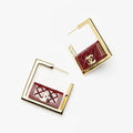 18K CC Red Bag Hoop Earrings