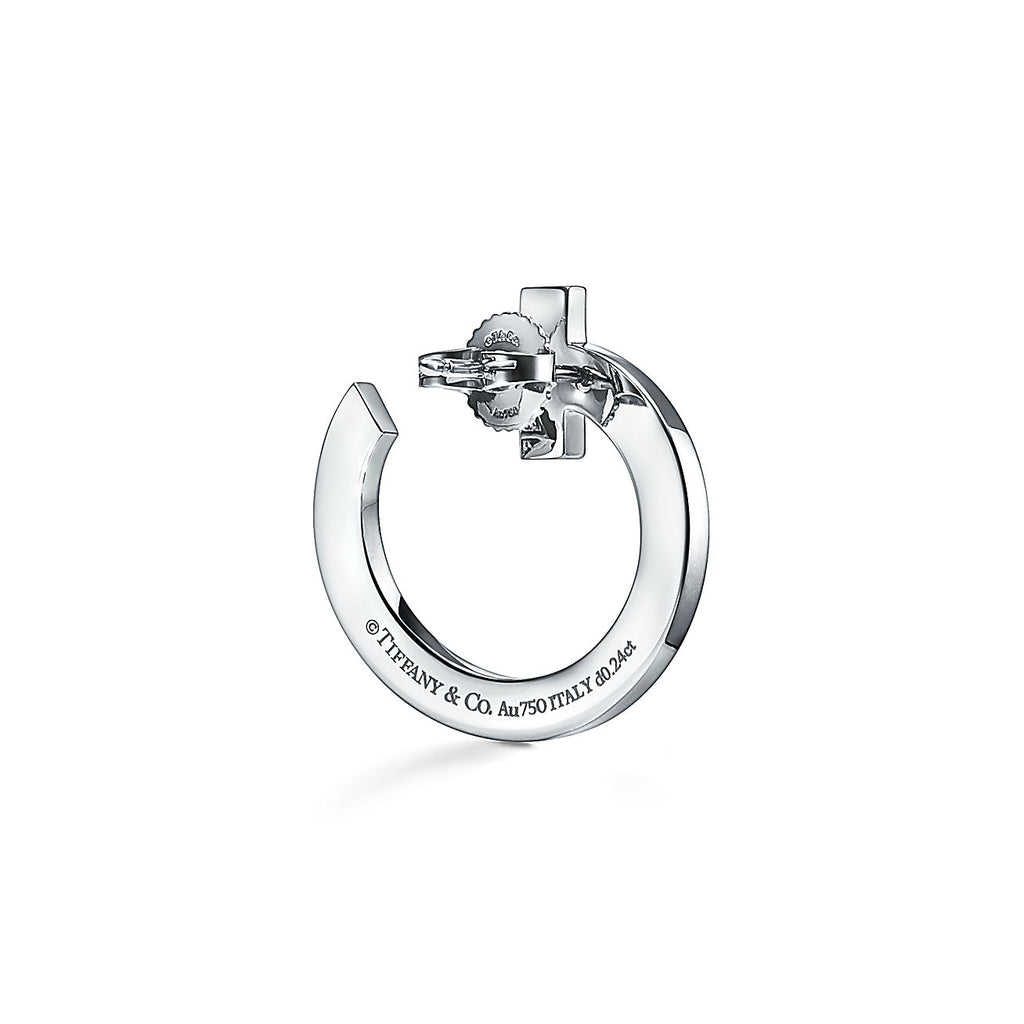 18K T T1 Open Hoop White Gold Earrings