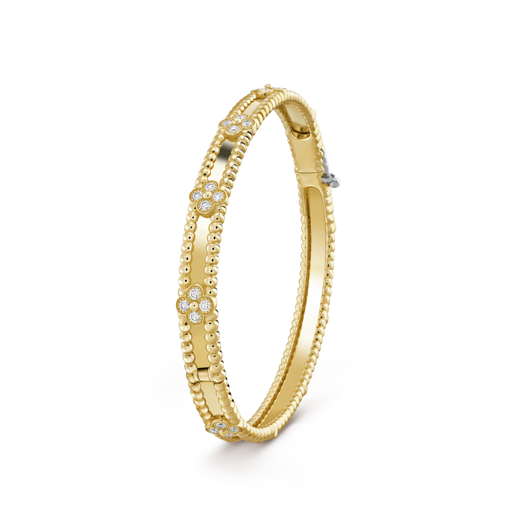 18K Yellow Gold Perlée Sweet Clovers Small Bracelet