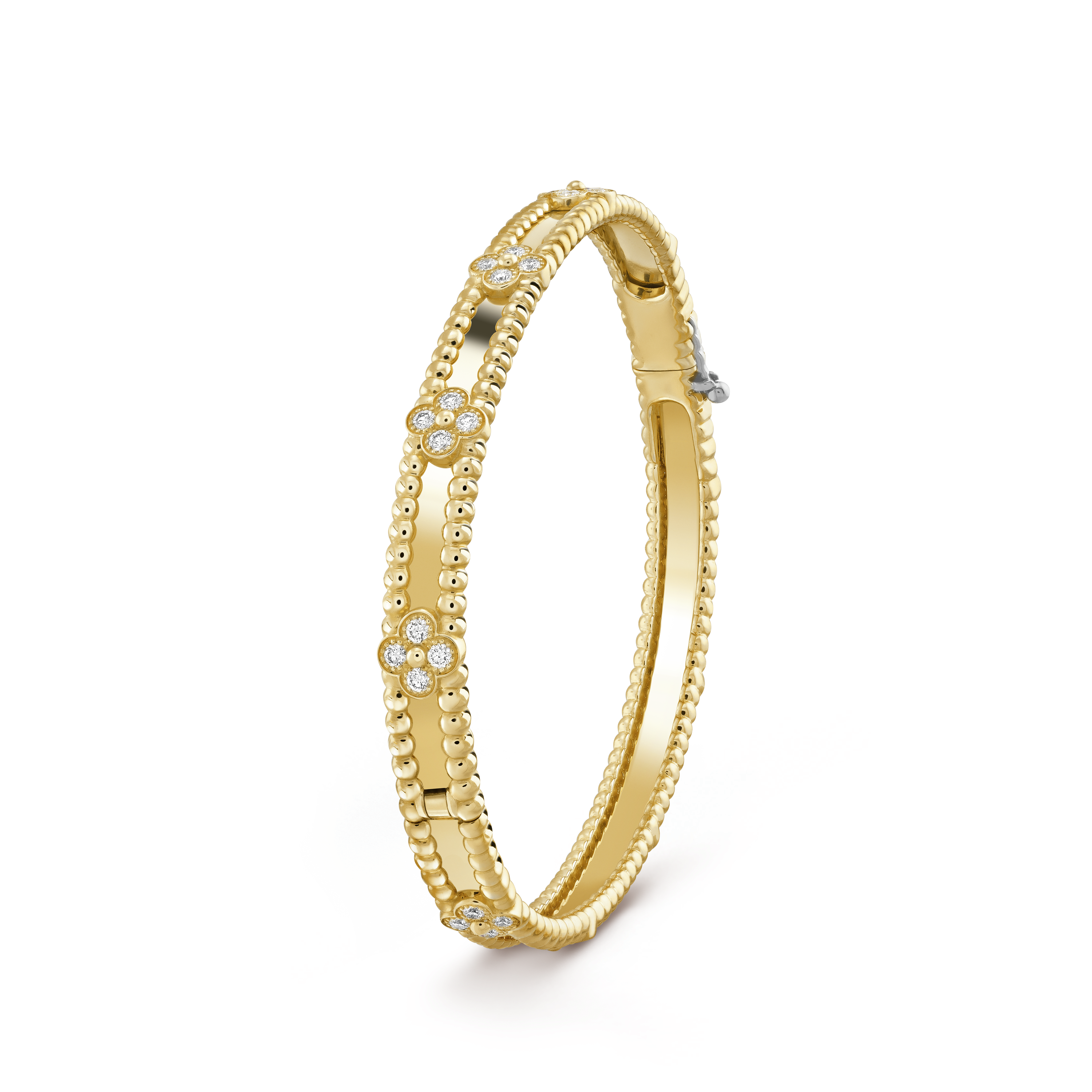 18K Yellow Gold Perlée Sweet Clovers Small Bracelet