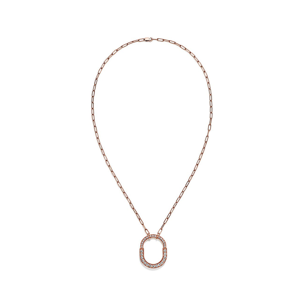 18K T Lock Pendant Pave Diamonds Necklace