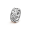 18K White Gold Perlée Clovers Ring