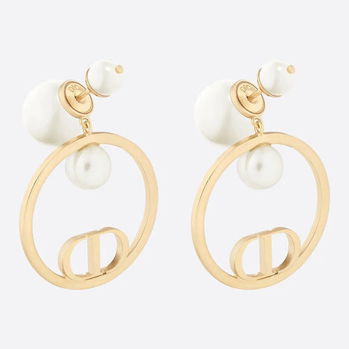 18K CD Circle Pearls Earrings