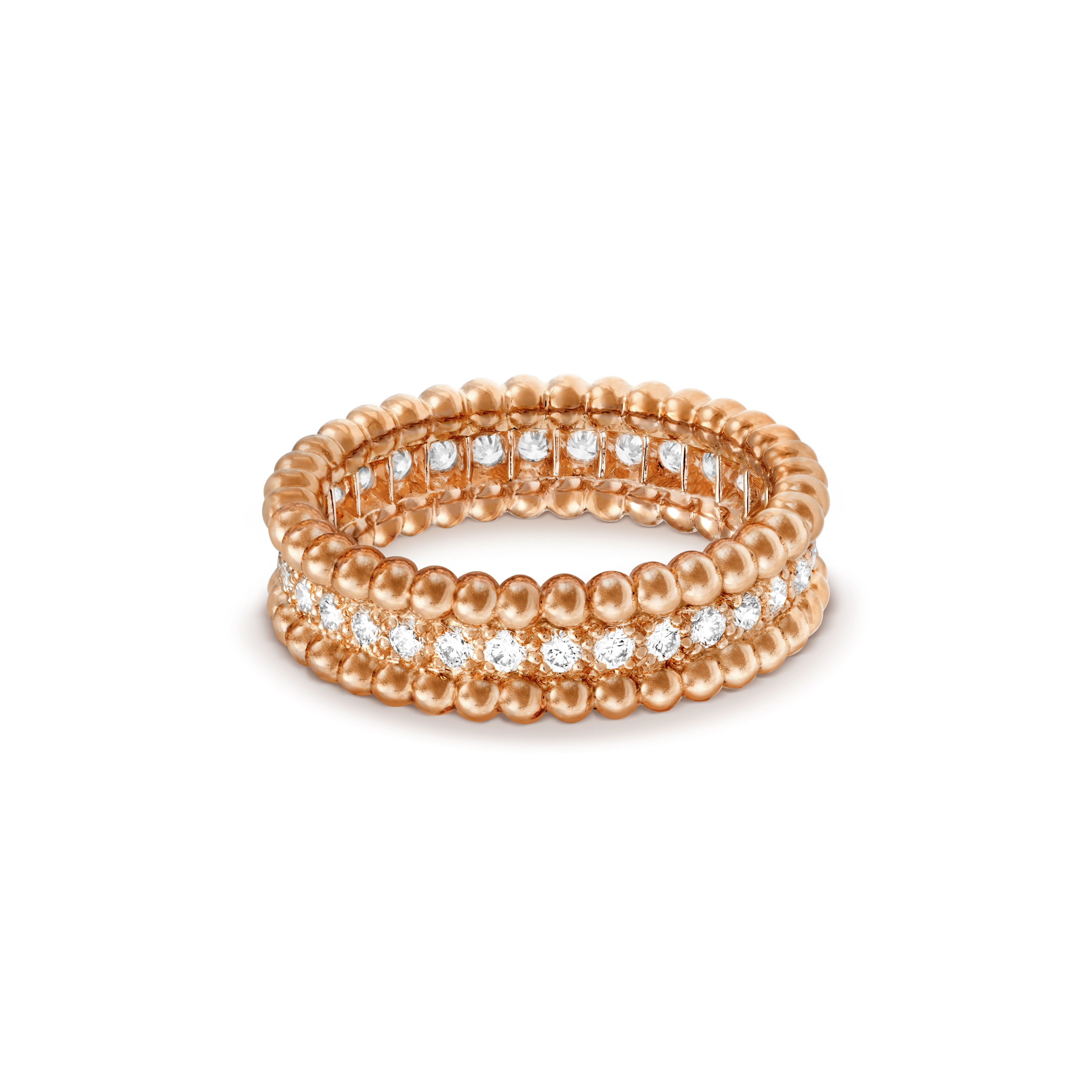 18K Rose Gold Perlée Diamonds Ring