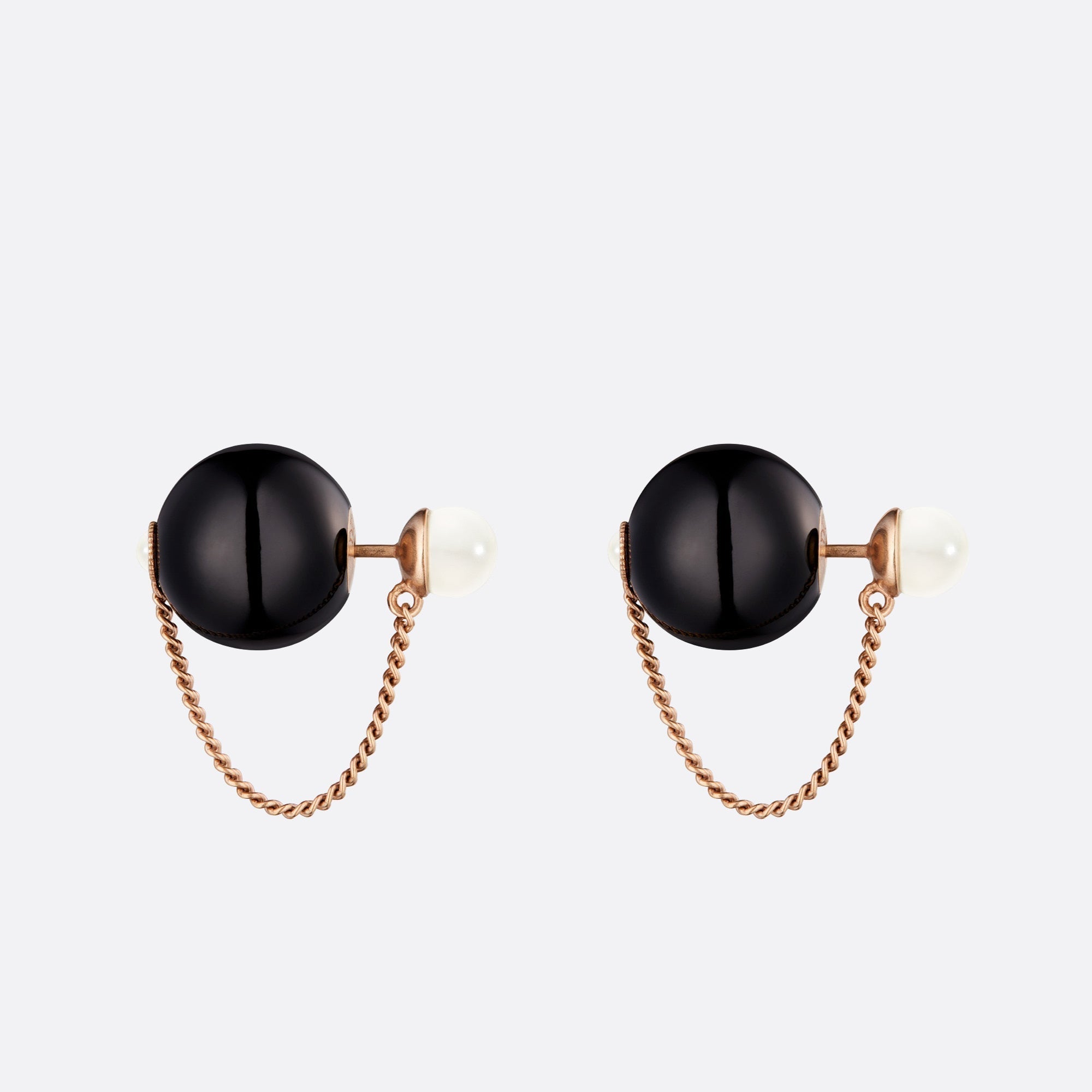 18K CD Tribales Black Resin Pearl Earrings