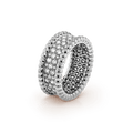 18K White Gold Perlée Diamonds 3 Row Ring