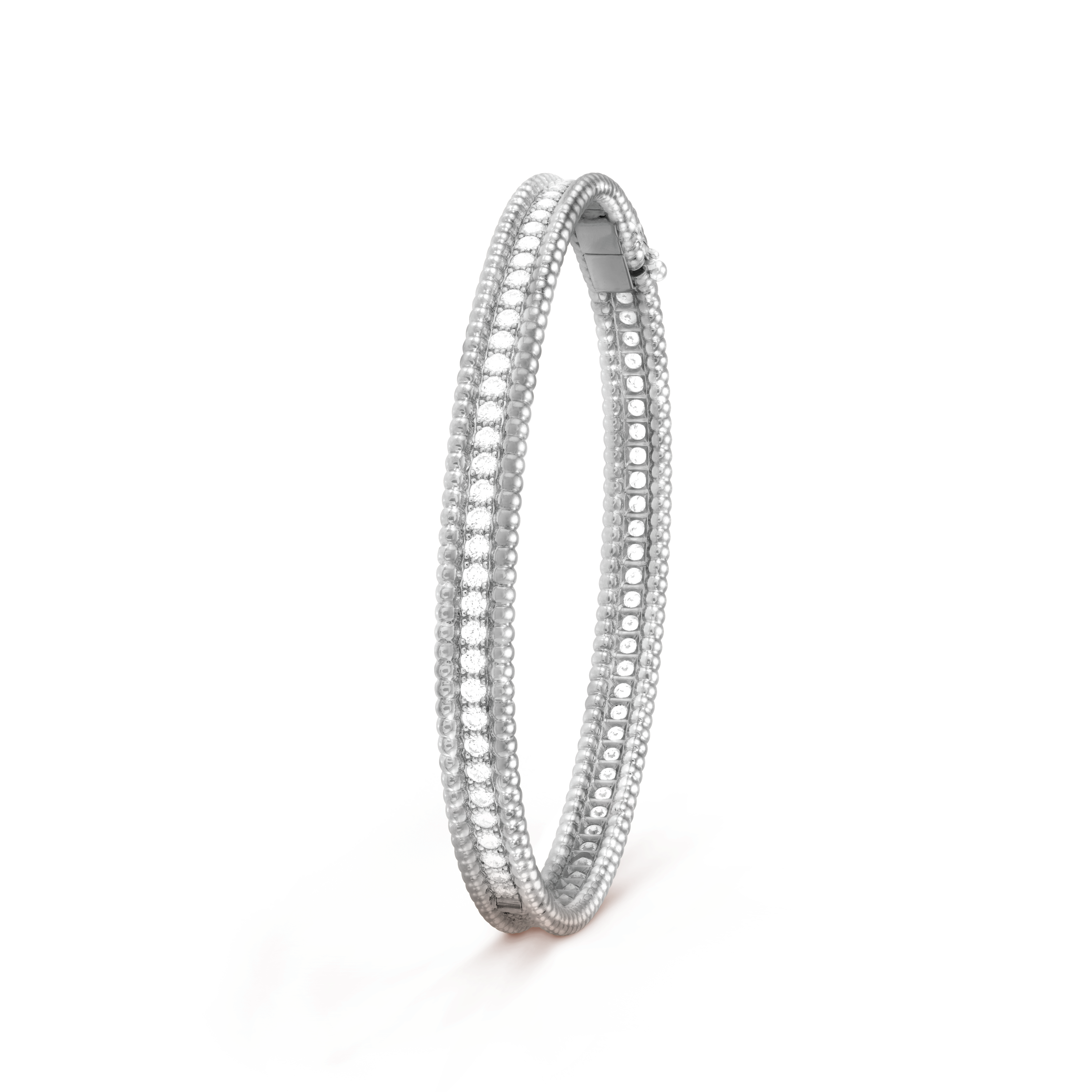 18K White Gold Perlée Diamonds One Row Bracelet