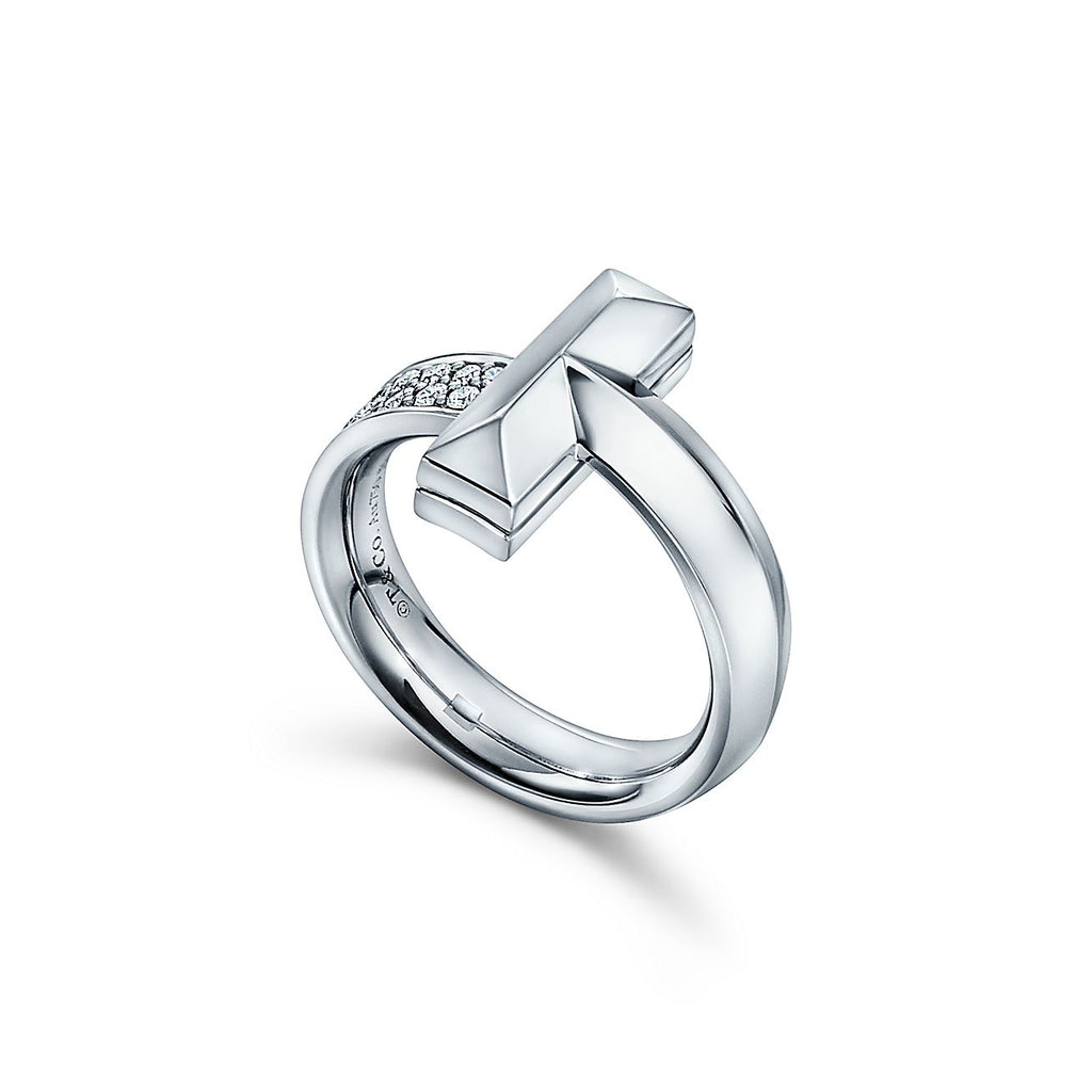 18K T Narrow Pave Ring
