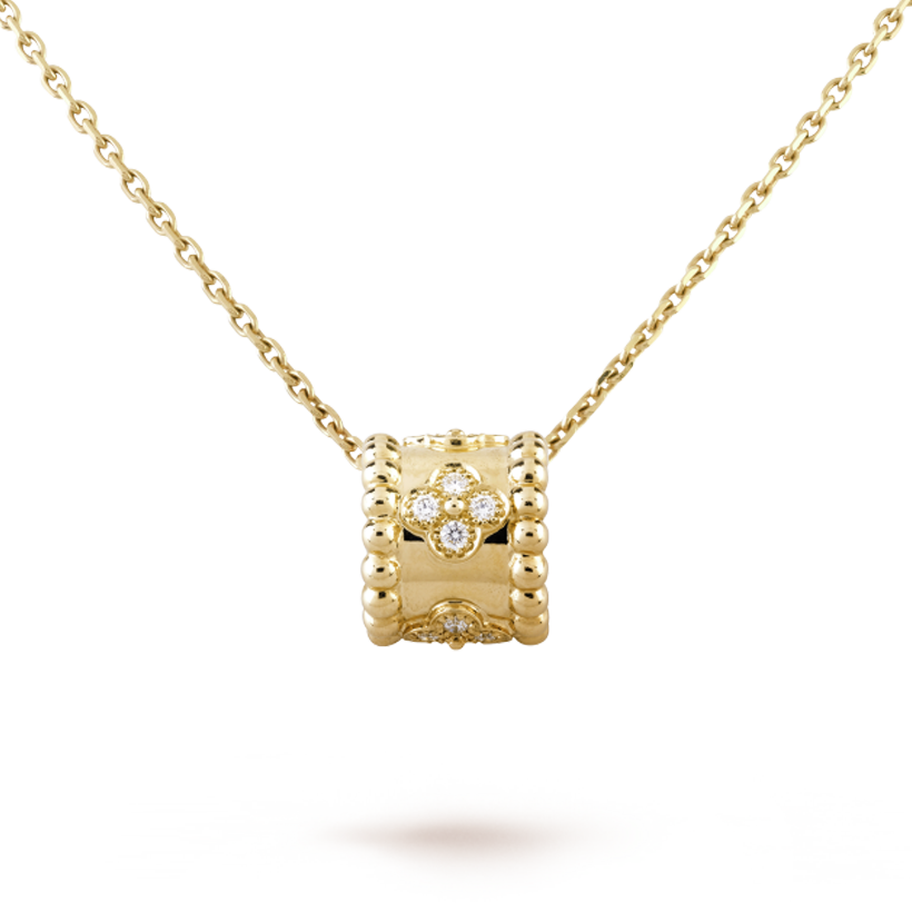 18K Yellow Gold Perlée Clovers Pendant Necklace