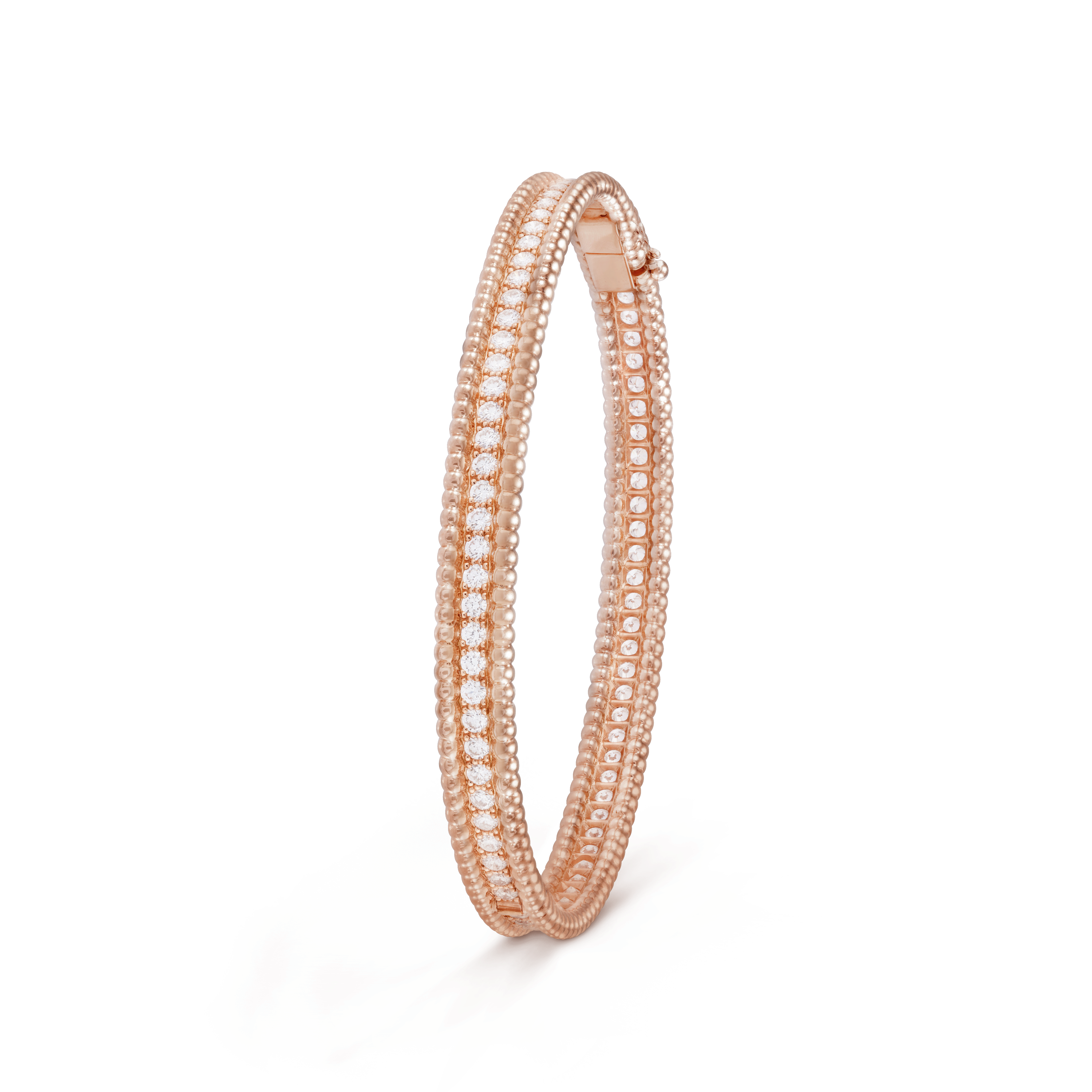 18K Rose Gold Perlée Diamonds One Row Bracelet