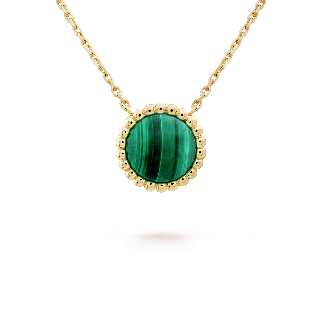18K Perlée couleurs Malachite Necklace