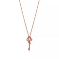 18K T Keys Woven Pink Diamonds Medium Necklace