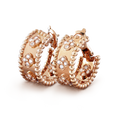 18K Rose Gold Perlée Clovers Hoop Earrings