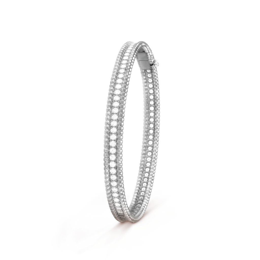 18K White Gold Perlée Diamonds One Row Bracelet