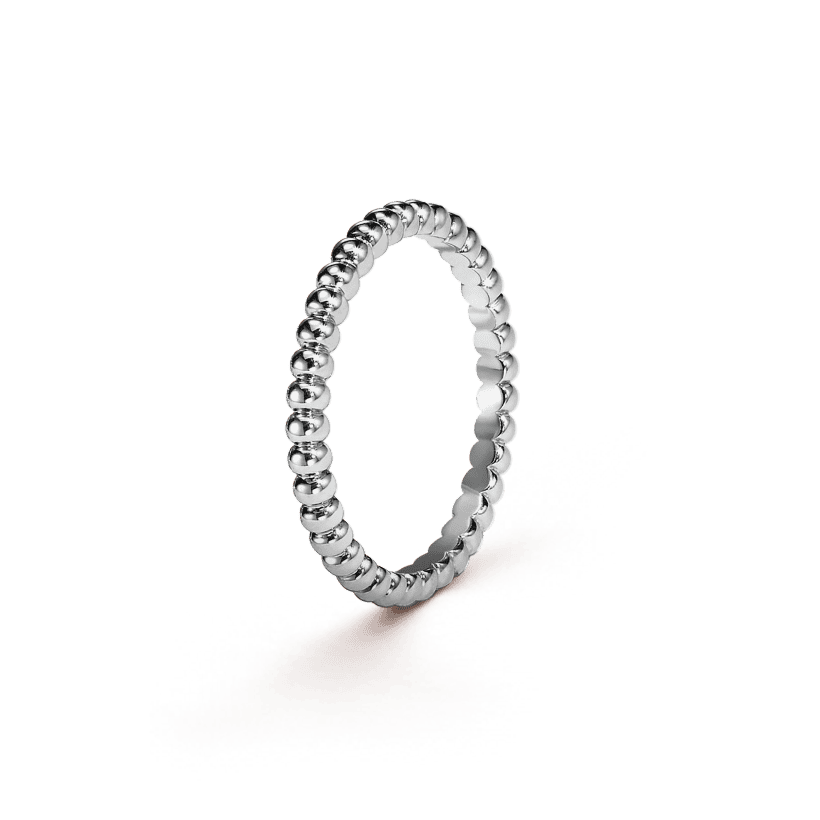 18K White Gold Perlée Pearls Of Gold Ring