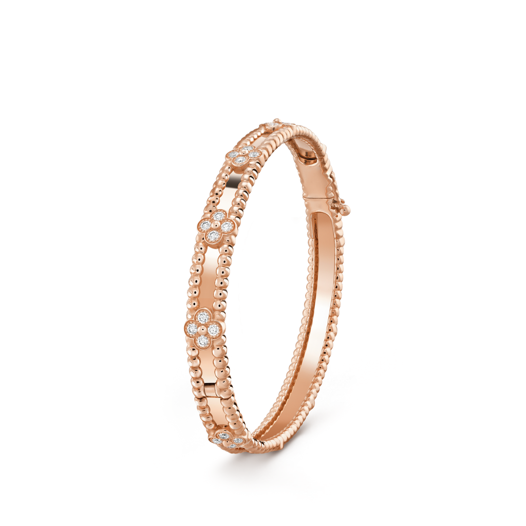18K Rose Gold Perlée Sweet Clovers Small Bracelet