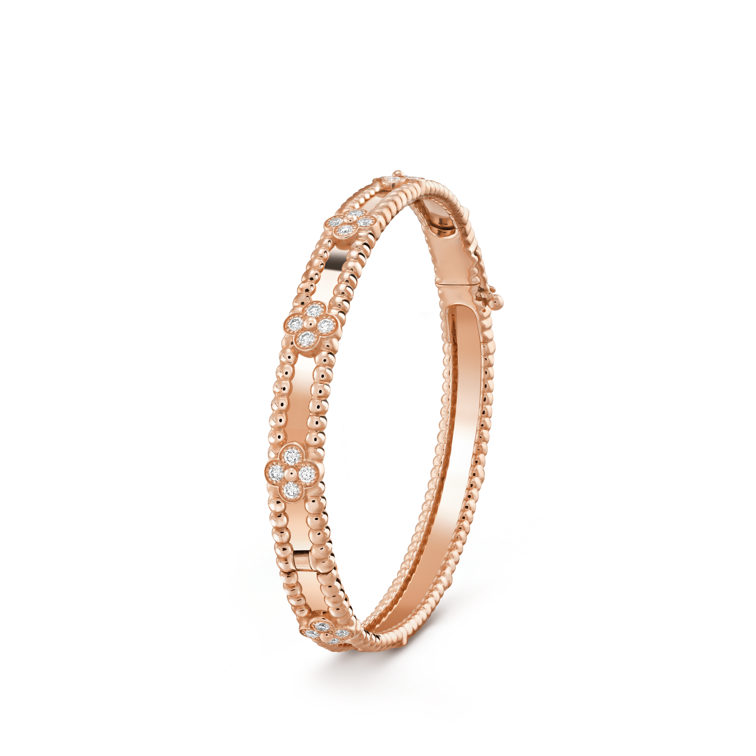 18K Rose Gold Perlée Sweet Clovers Small Bracelet