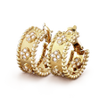 18K Yellow Gold Perlée Clovers Hoop Earrings