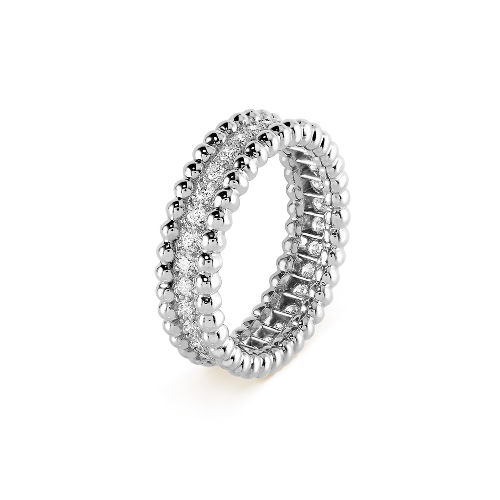 18K White Gold Perlée Diamonds Ring