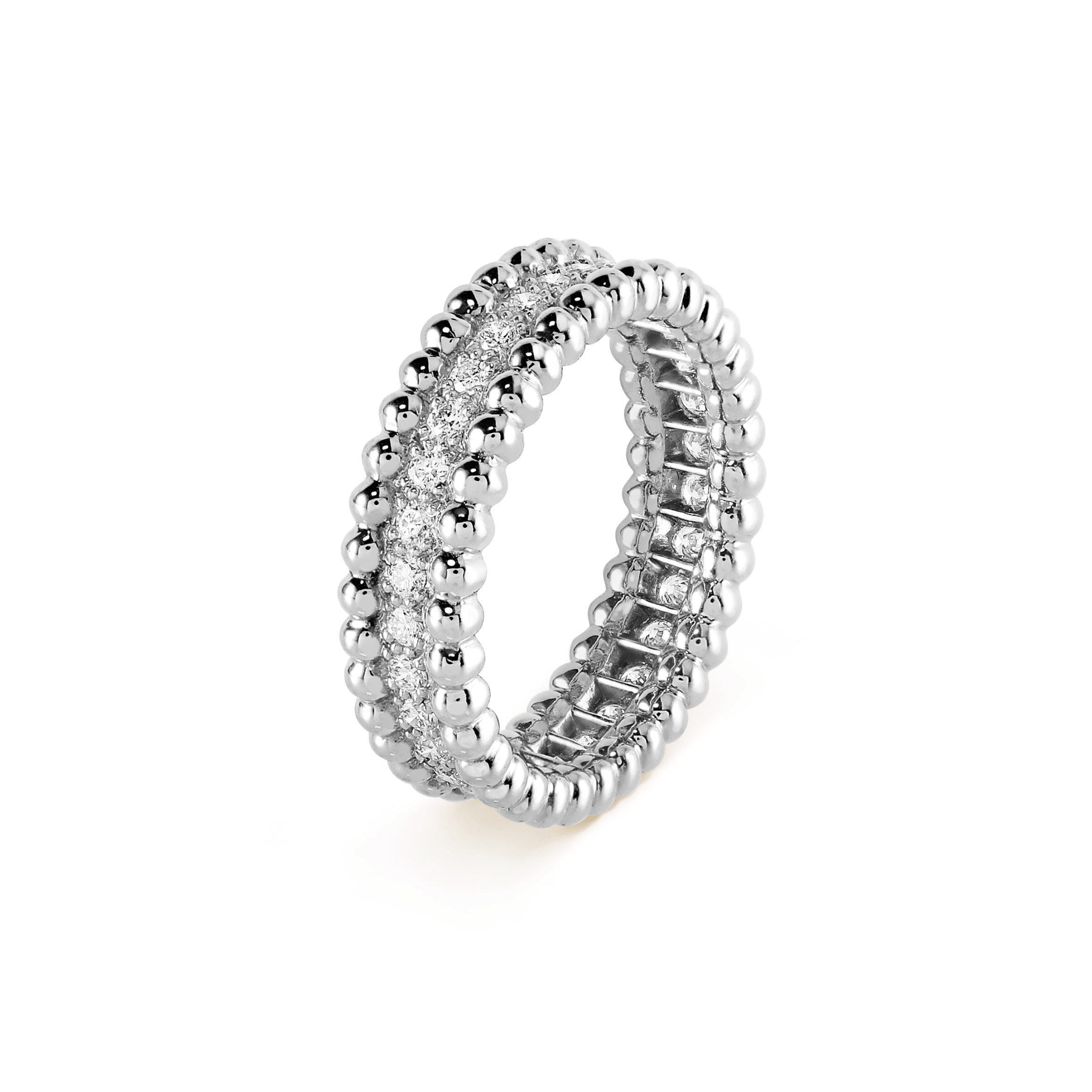 18K White Gold Perlée Diamonds Ring