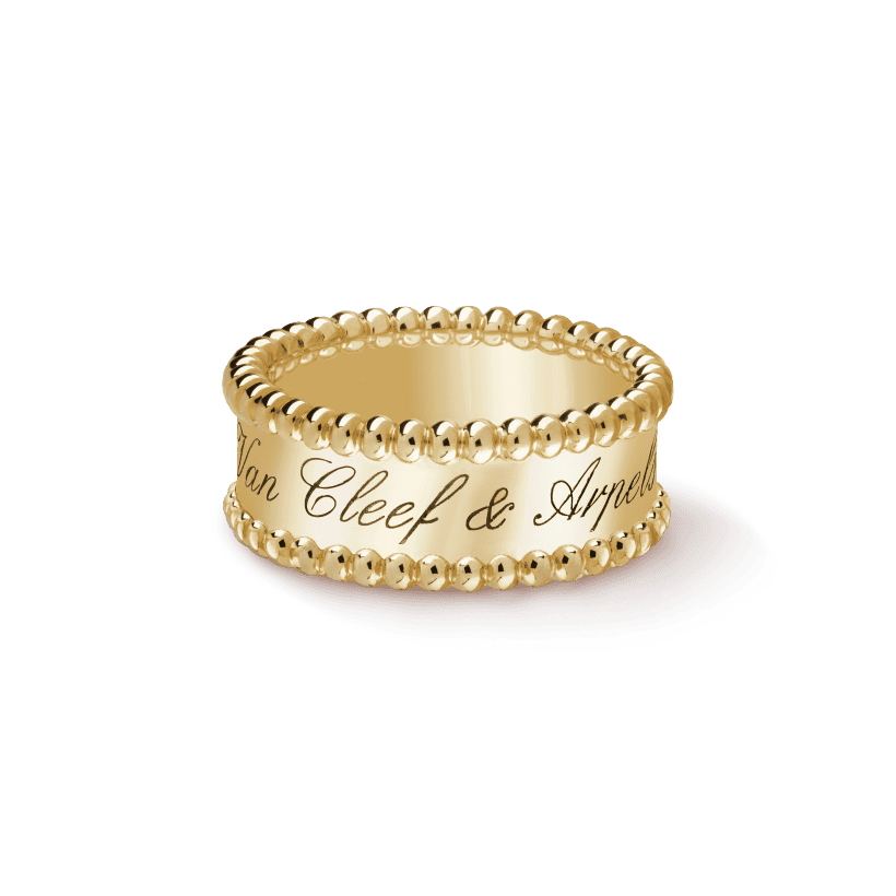 18K Yellow Gold Perlée Signature Ring