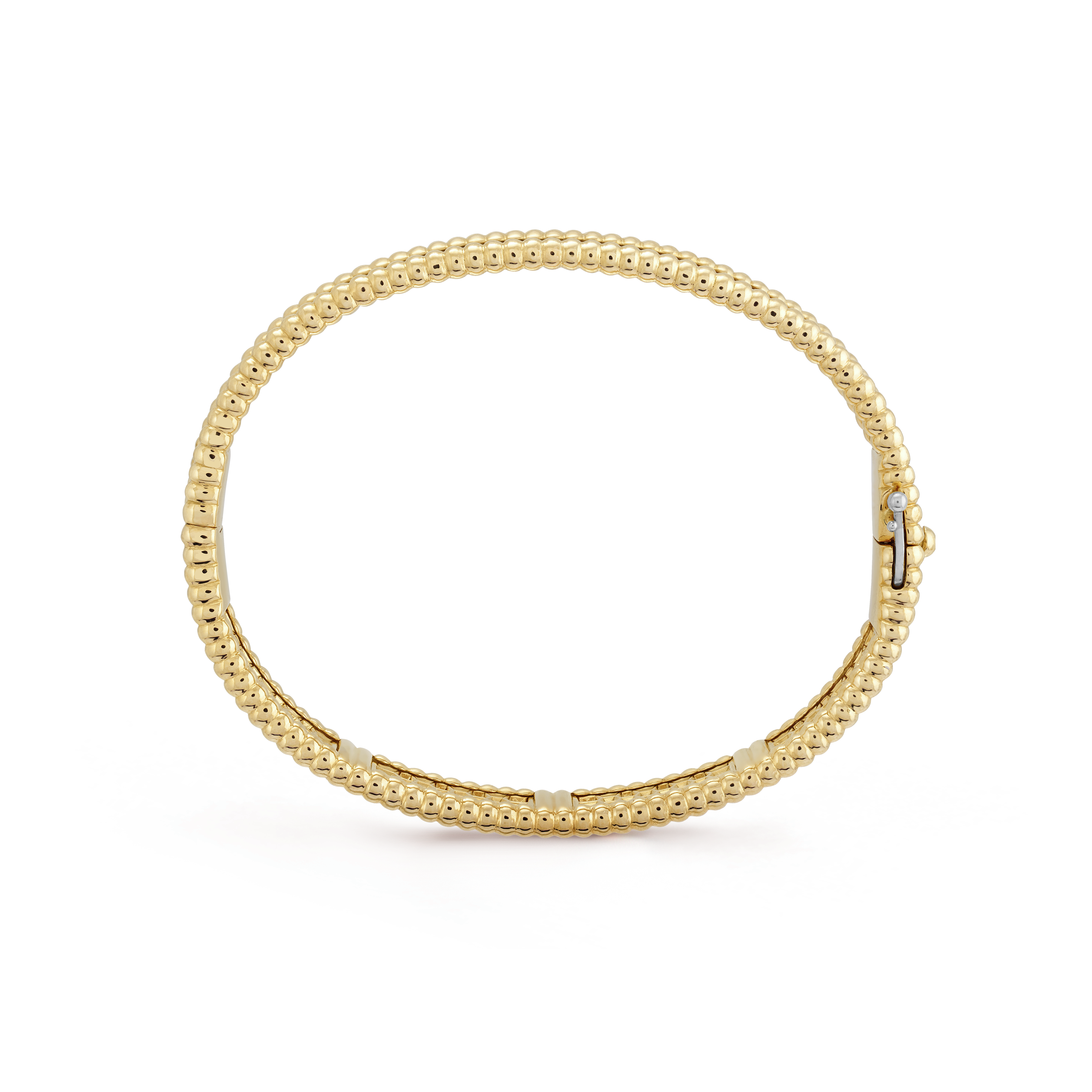 18K Yellow Gold Perlée Diamonds Three Rows Bracelet