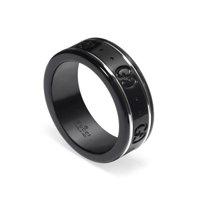 18K GG Icon Black Corundum Ring