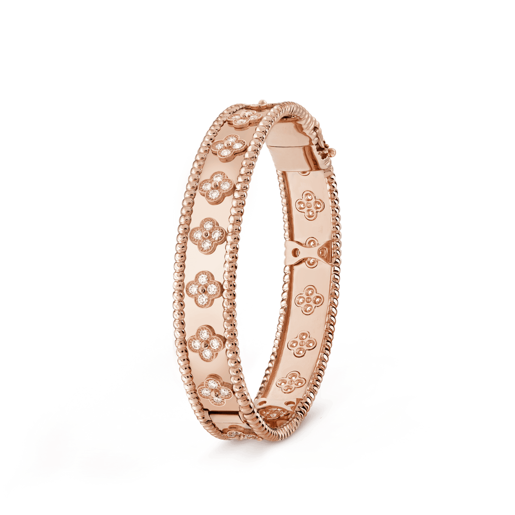 18K Rose Gold Perlée Clovers Bracelet