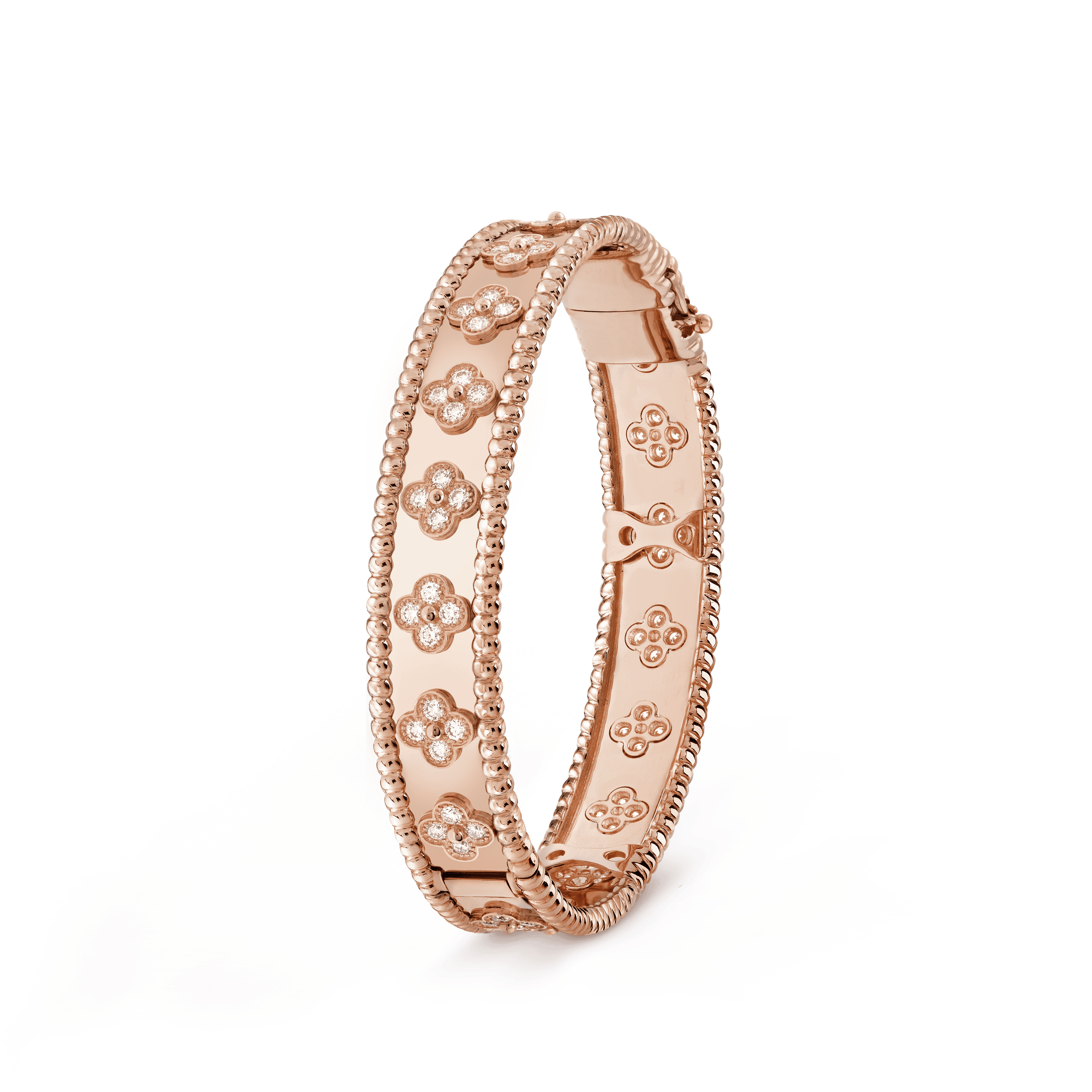 18K Rose Gold Perlée Clovers Bracelet