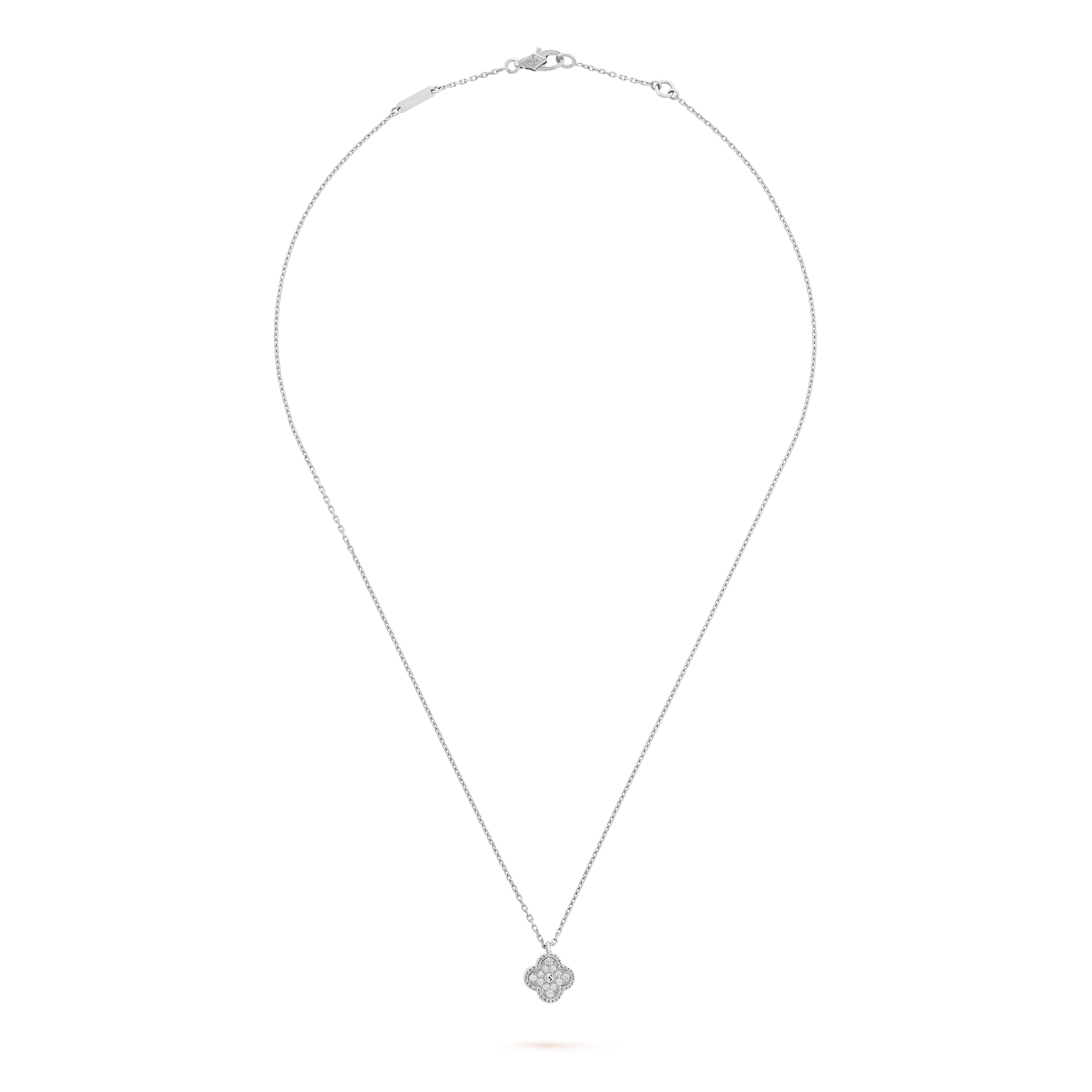 18K White Gold Sweet Alhambra Diamond Necklace