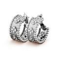18K White Gold Perlée Clovers Hoop Earrings