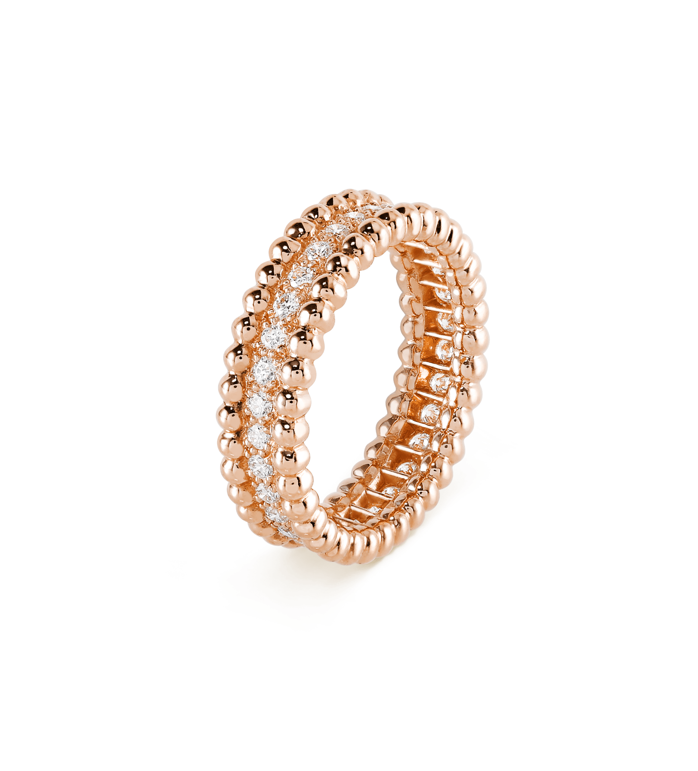 18K Rose Gold Perlée Diamonds Ring
