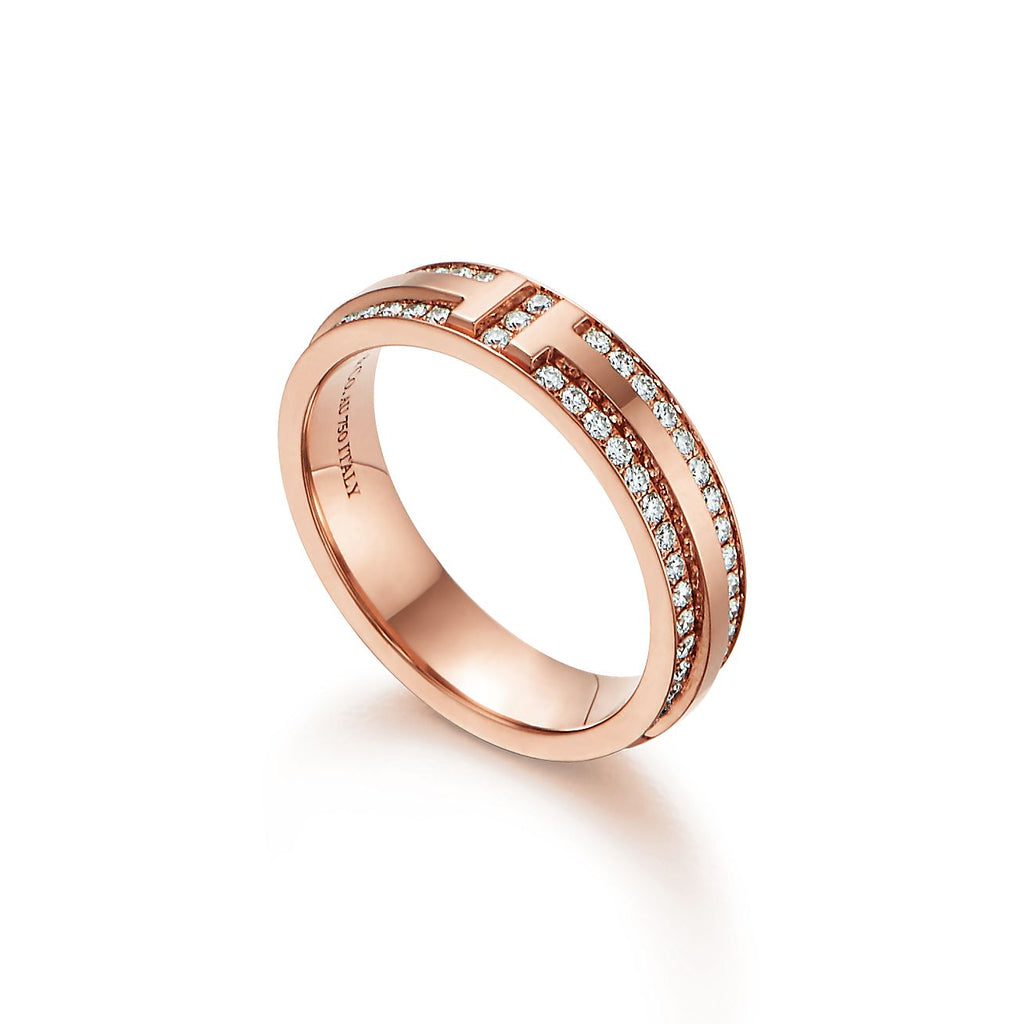 18K T Narrow Pave Diamond Ring