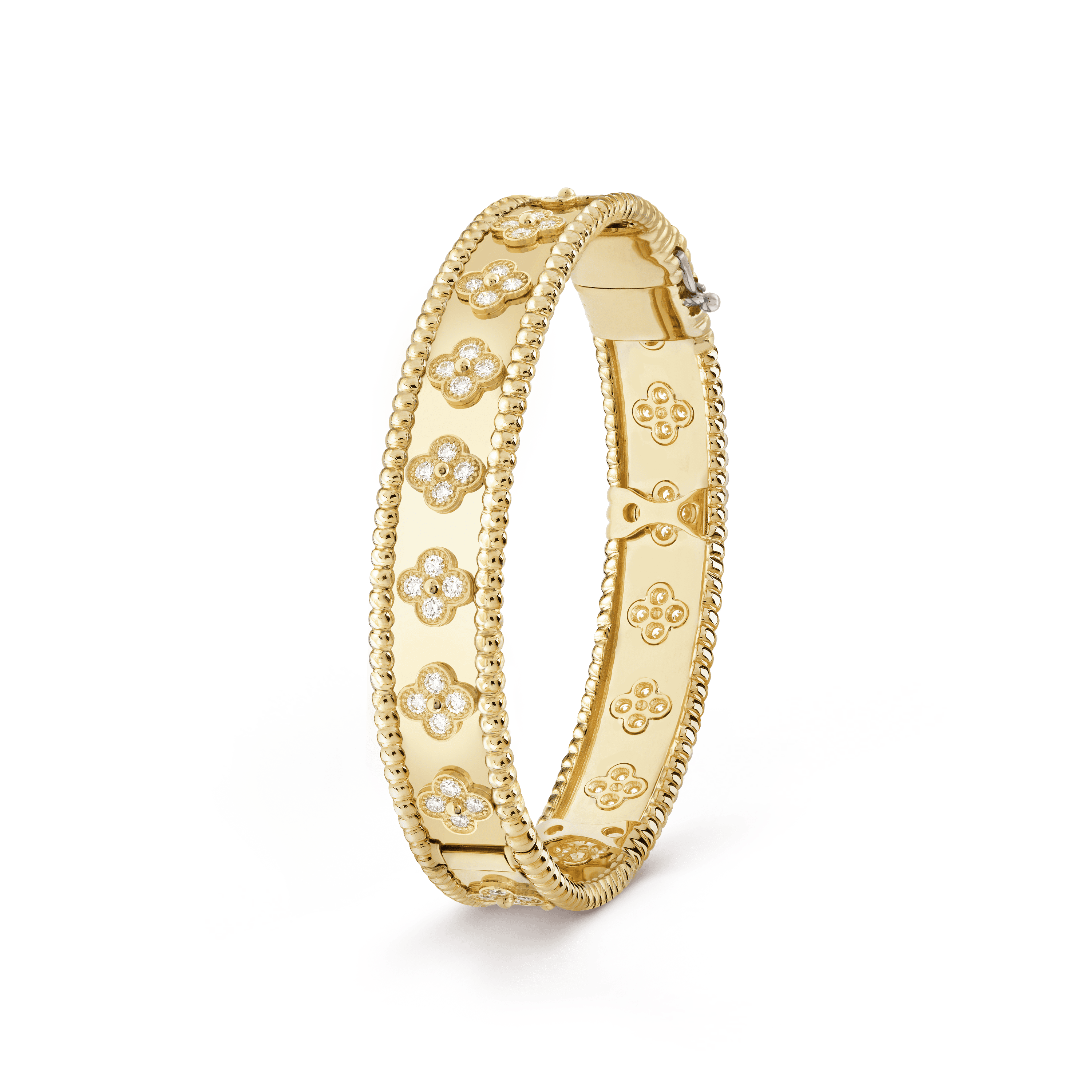 18K Yellow Gold Perlée Clovers Bracelet