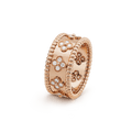 18K Rose Gold Perlée Clovers Ring