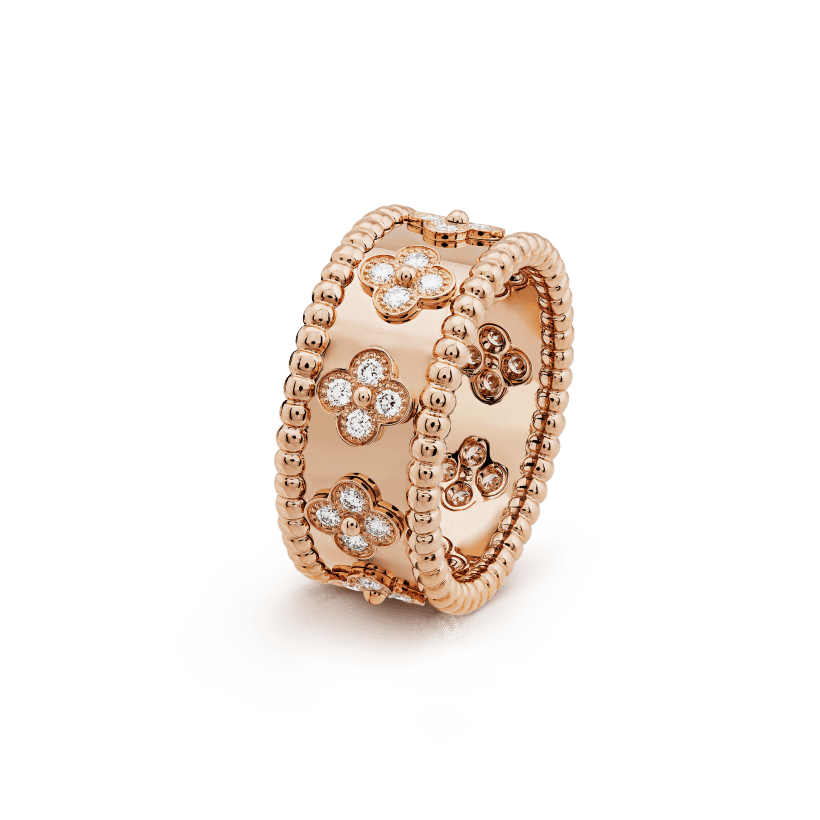 18K Rose Gold Perlée Clovers Ring