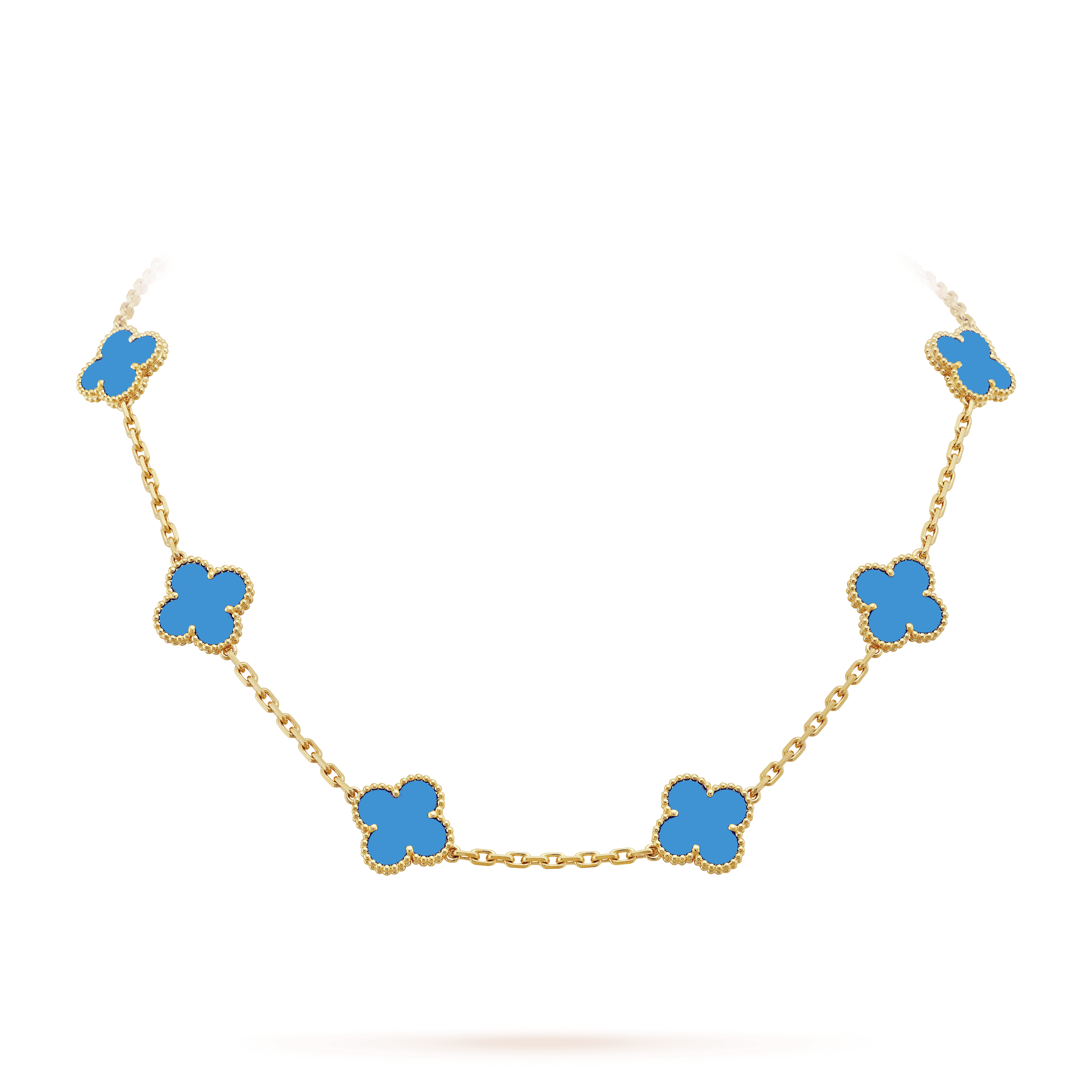 18K Vintage Alhambra Agate 10 Motifs Clover Necklace