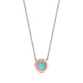 18K T Diamond & Turquoise Circle Pendant Necklace