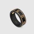 18K GG Interlocking G Icon Black Corundum Ring