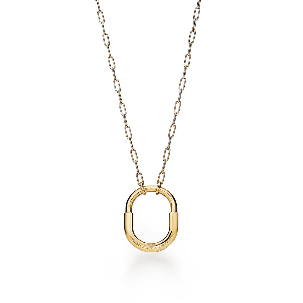 18K T Lock Pendant Pave Diamonds Necklace