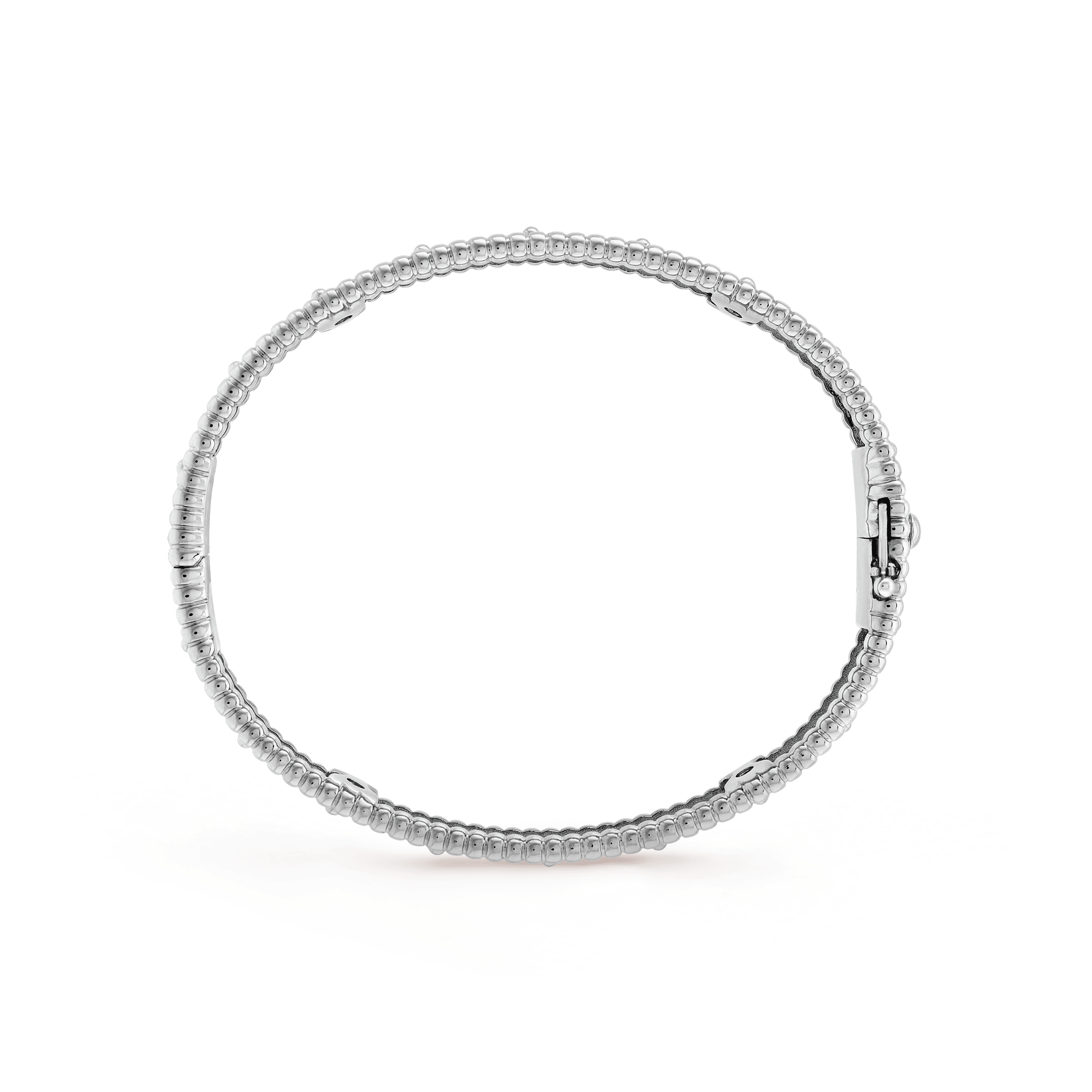 18K White Gold Perlée Clovers Bracelet