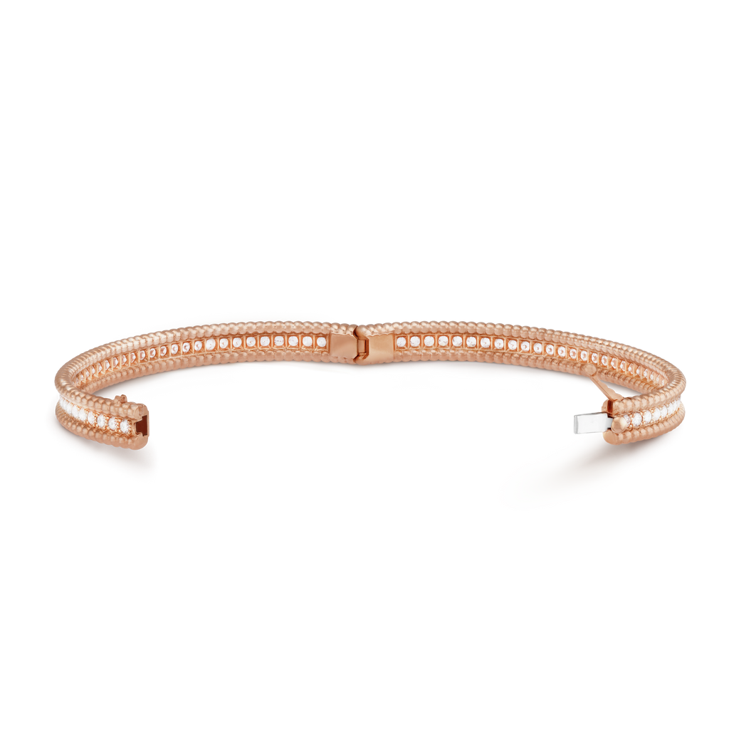 18K Rose Gold Perlée Diamonds One Row Bracelet