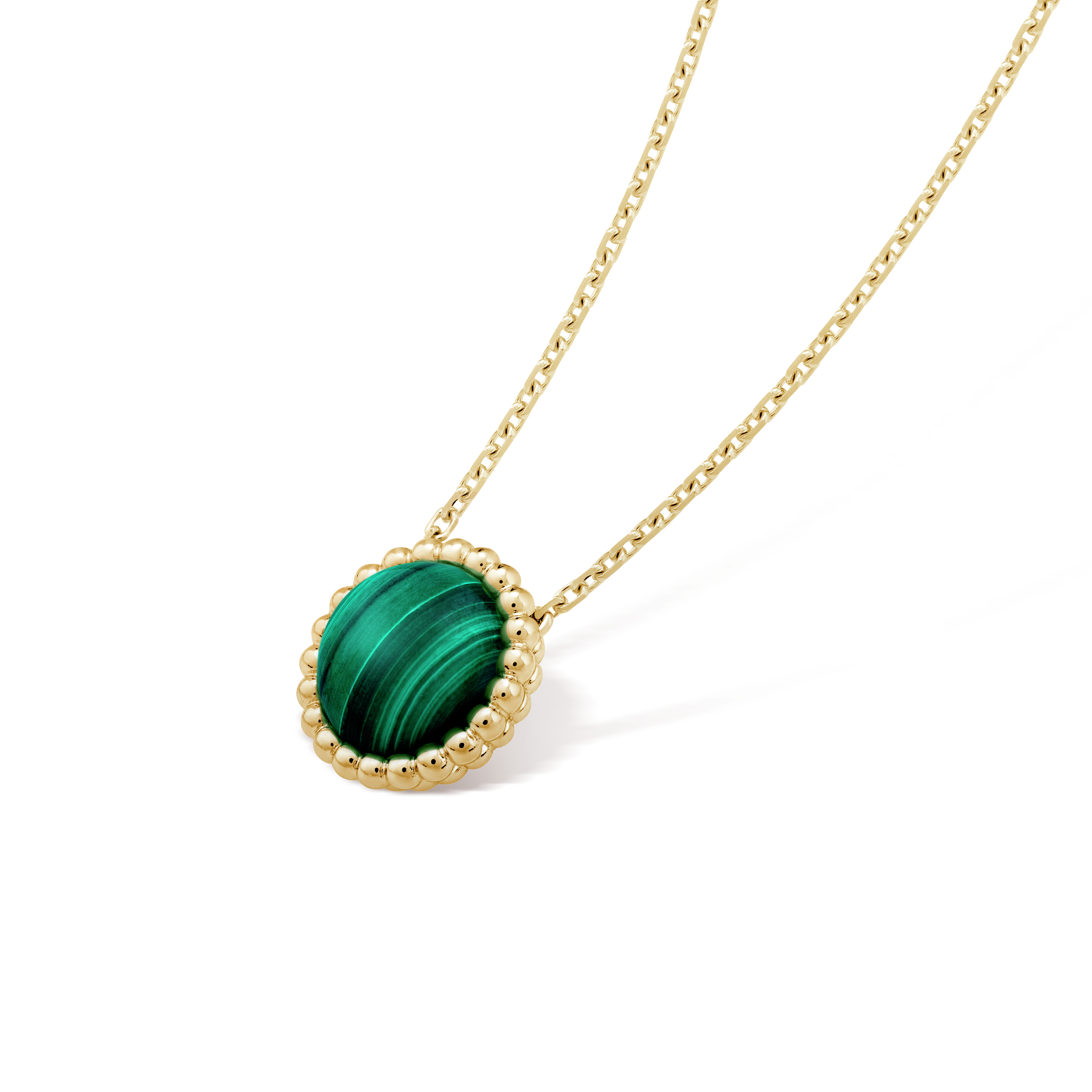 18K Perlée couleurs Malachite Necklace