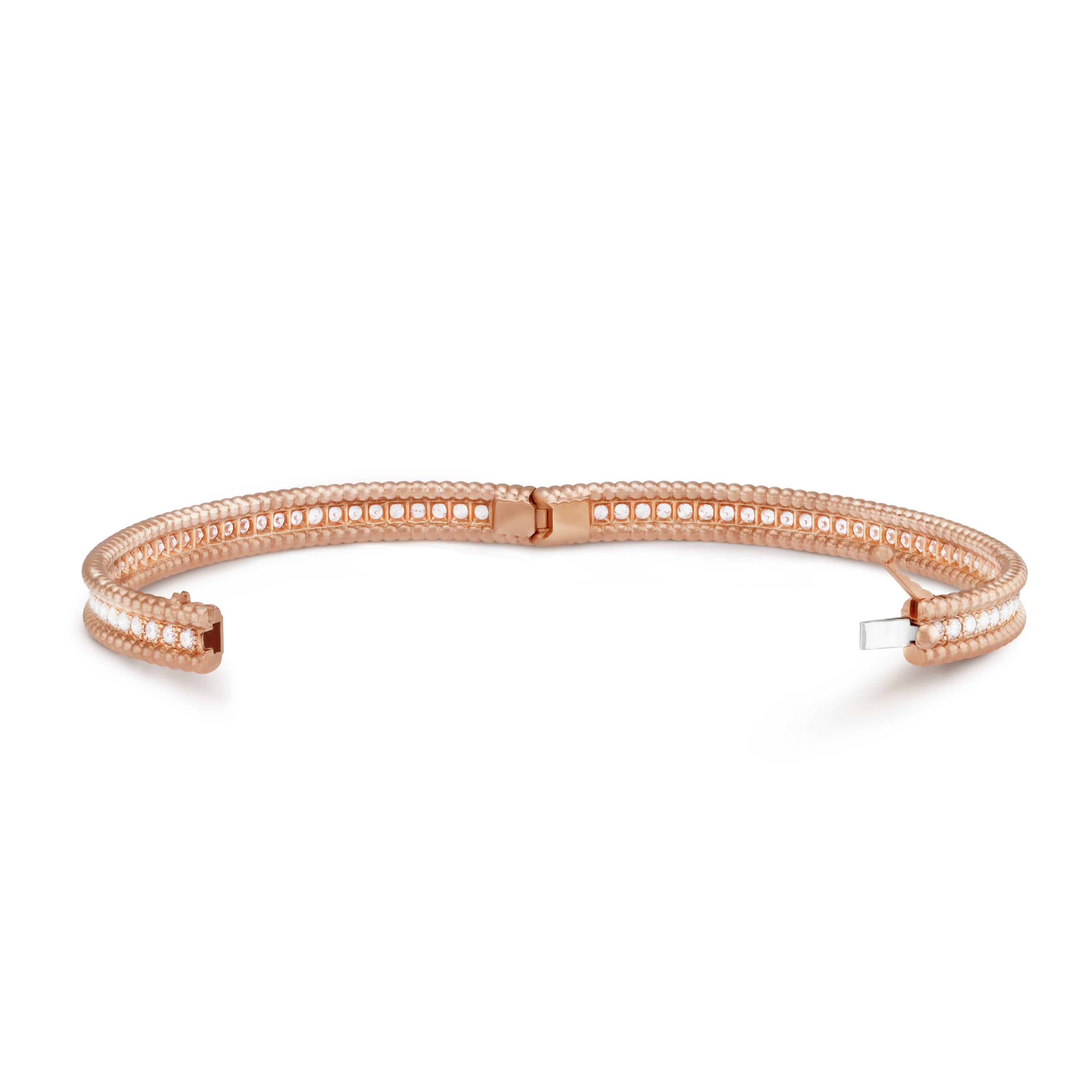 18K Rose Gold Perlée Diamonds One Row Bracelet